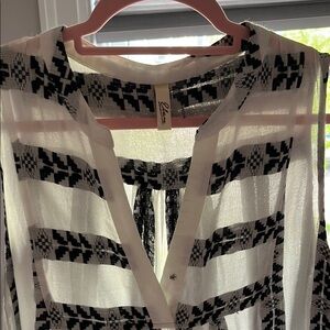 Elan Black and White Sheer Dress
